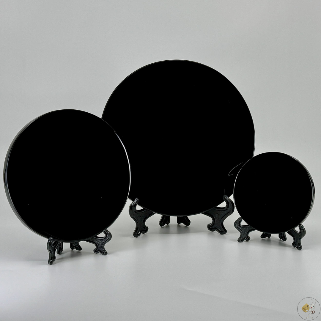Miroir en obsidienne noire polie, 8 cm, 12 cm et 16 cm, pierre naturelle utilisée en méditation et divination, artisanat mexicain