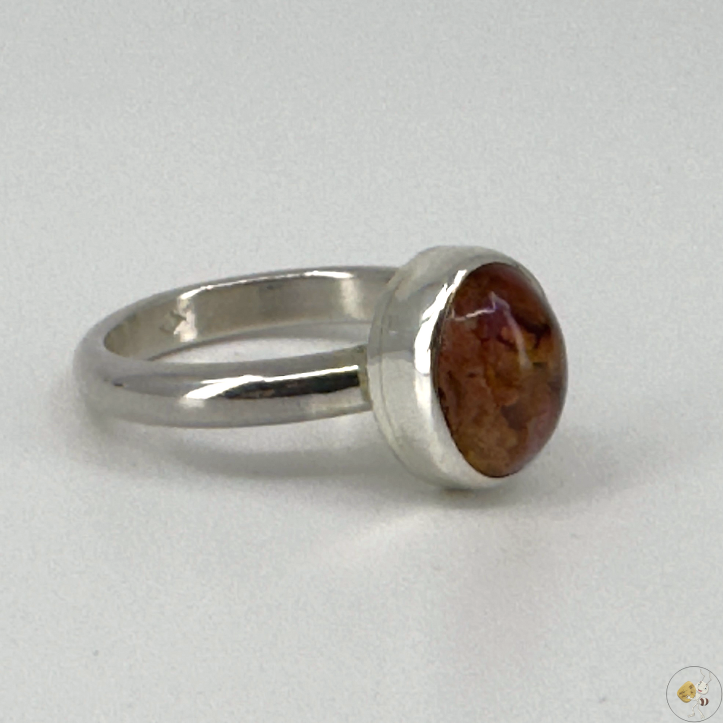 Bague en argent massif 925/950 avec opale aux nuances rouge et or, origine Mexique – artisanat Formiga Loca-03