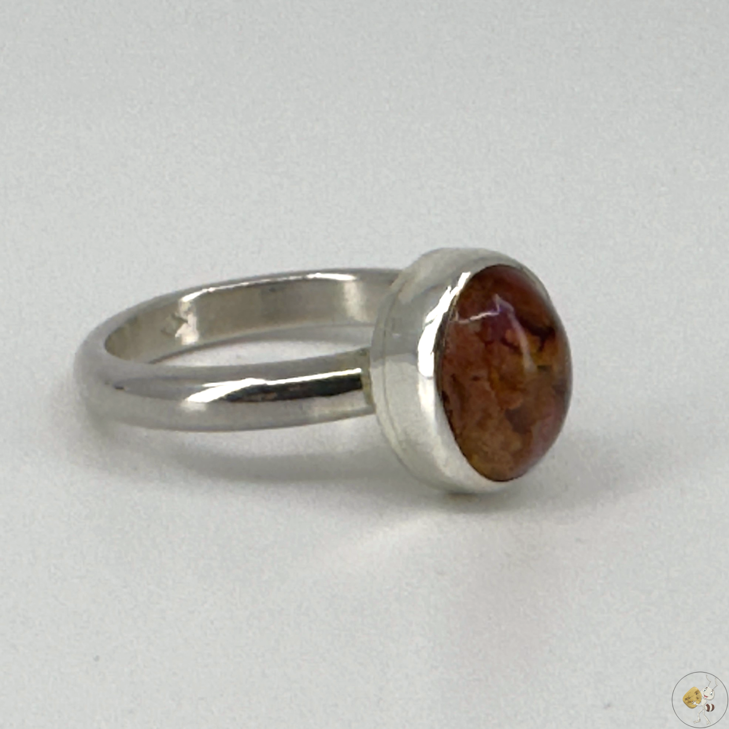 Bague en argent massif 925/950 avec opale aux nuances rouge et or, origine Mexique – artisanat Formiga Loca-03