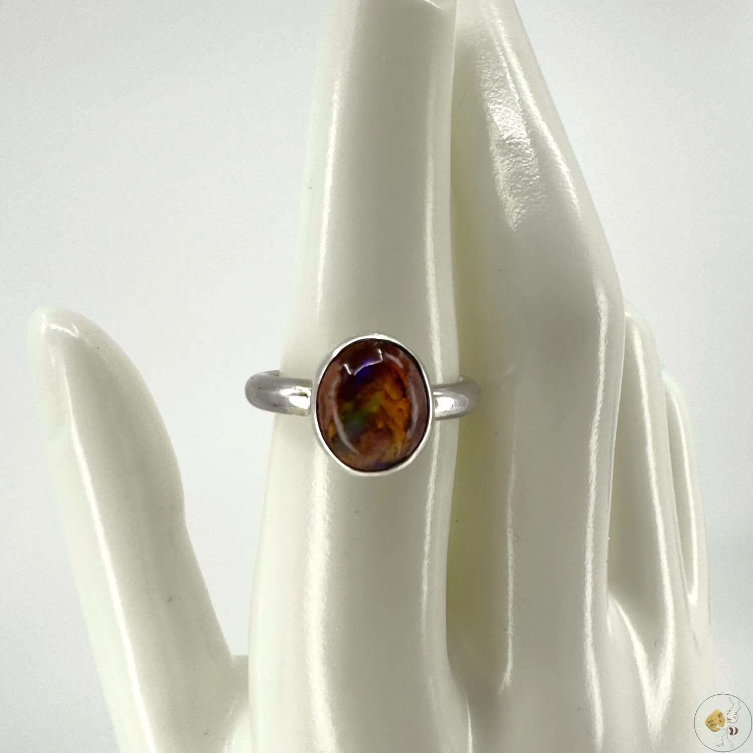 Bague en argent massif 925/950 avec opale aux nuances rouge et or, origine Mexique – artisanat Formiga Loca-04