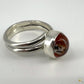 Bague artisanale en argent massif 925/ 950 avec opale de feu rouge intense du Mexique-03