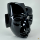 Masque Dual Vie et Mort en obsidienne noire, sculpture artisanale mexicaine, symbolisant la dualité entre la vie et la mort, pierre naturelle aux reflets profonds