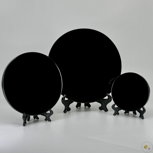 Miroir en obsidienne noire polie, 8 cm, 12 cm et 16 cm, pierre naturelle utilisée en méditation et divination, artisanat mexicain