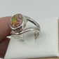 Bague en argent massif 950 avec opale aux reflets irisés verts et orangés – Formiga-Loca-06